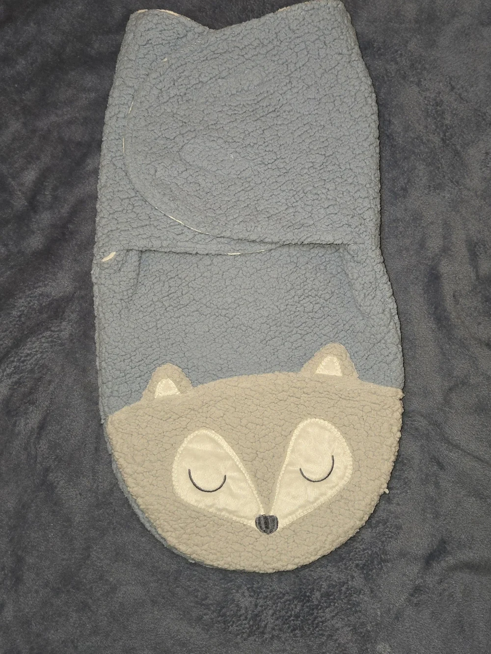 Chick pea Light Blue Sherpa Baby Sleep Sack with Fox Applique